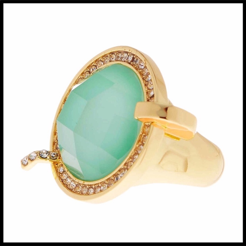 GENUINE CRYSTAL TURQUOISE STONE JEWEL PAVE BOHO STATEMENT RING A2C - Picture 5 of 8